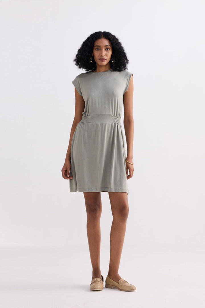 Short Dress With Smocking Side Detail - Frost & Mist