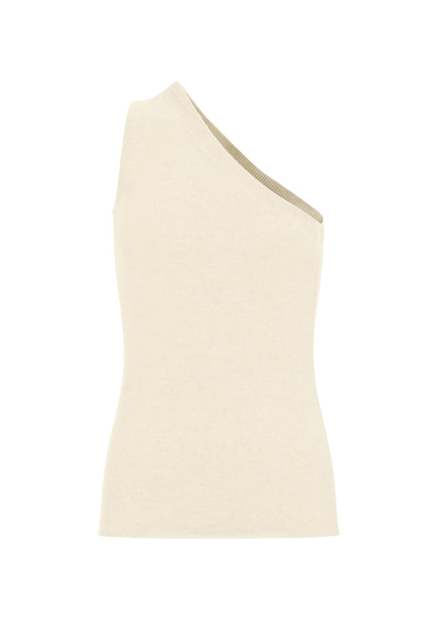 Amira | Cashmere One Shoulder Asymmetrical Top - Cream