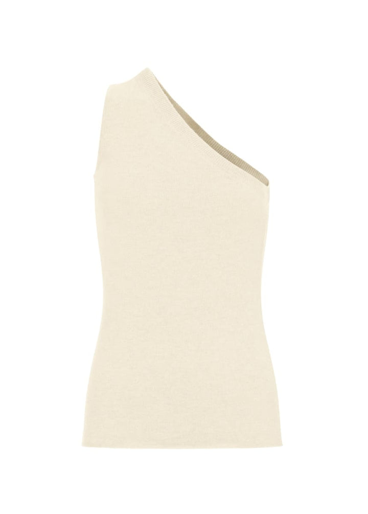 Amira | Cashmere One Shoulder Asymmetrical Top - Cream