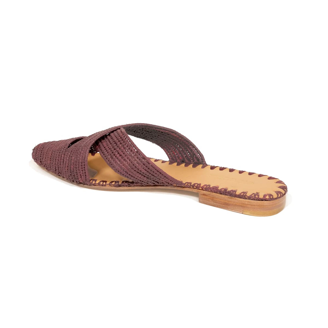 Venus Raffia Mule Bordeaux