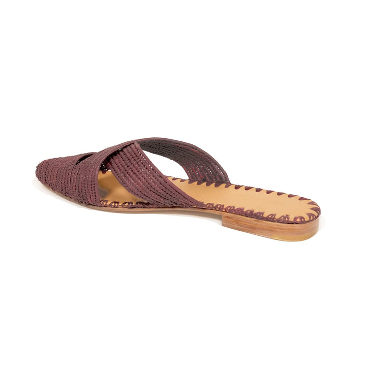 Venus Raffia Mule Bordeaux