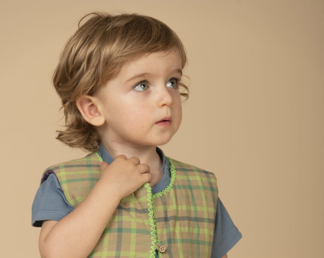 Baby Checkered Vest in a Square Pattern