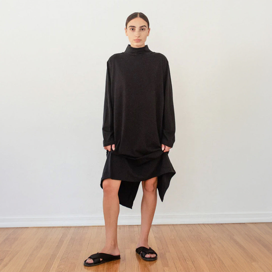 Mockneck Dress - Black