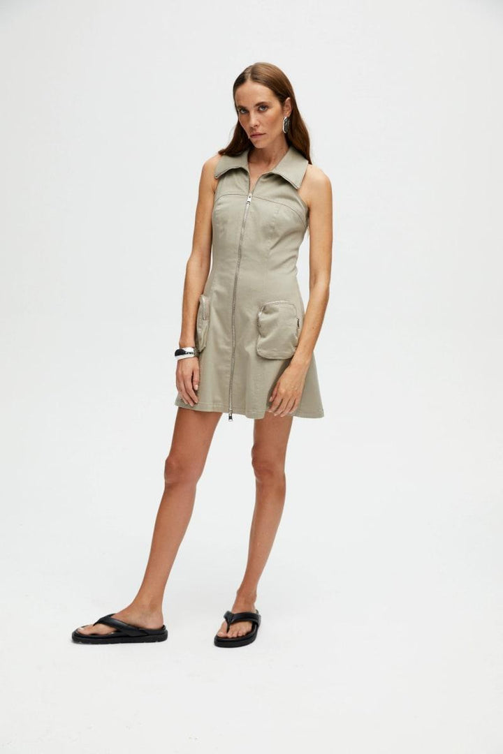 Mini Dress with Pockets - Mink