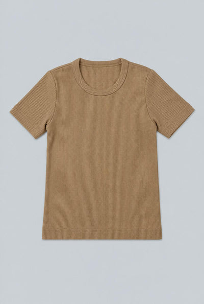 Ribbed Tee - Tan