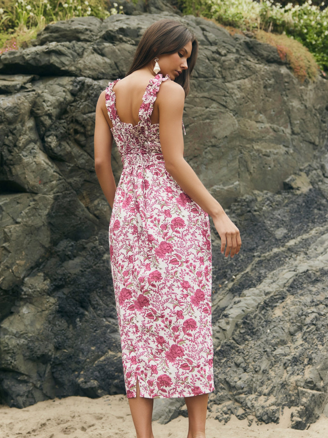 Bailey Midi Dress - Carmine Rose Floral