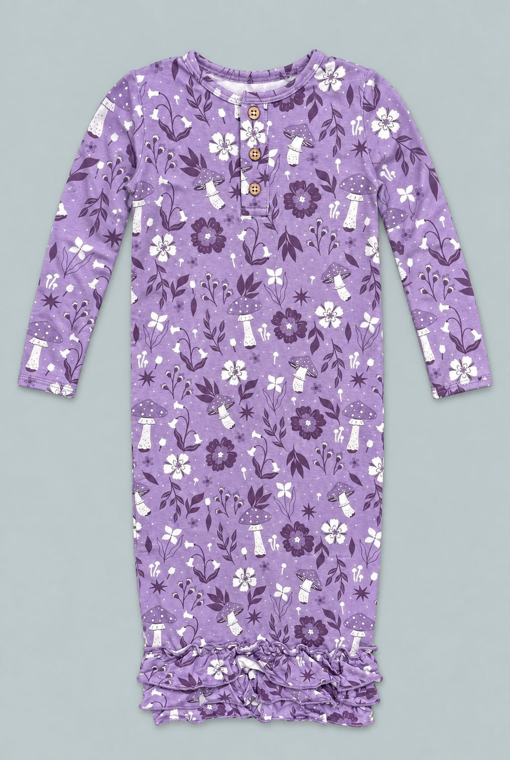 Mushroom Floral Ruffle Gown - Meadow