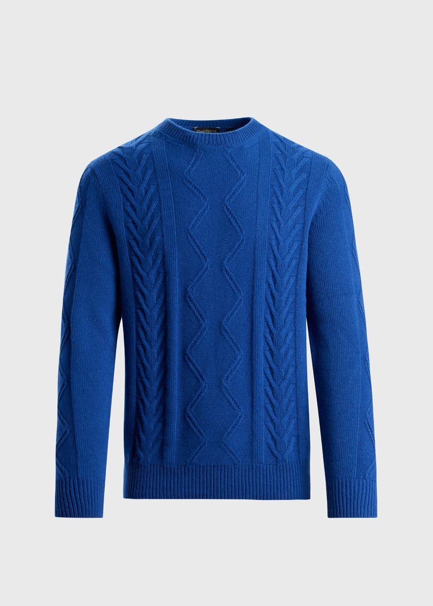 Cable Crewneck Pullover - Blue