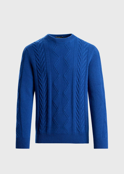 Cable Crewneck Pullover - Blue