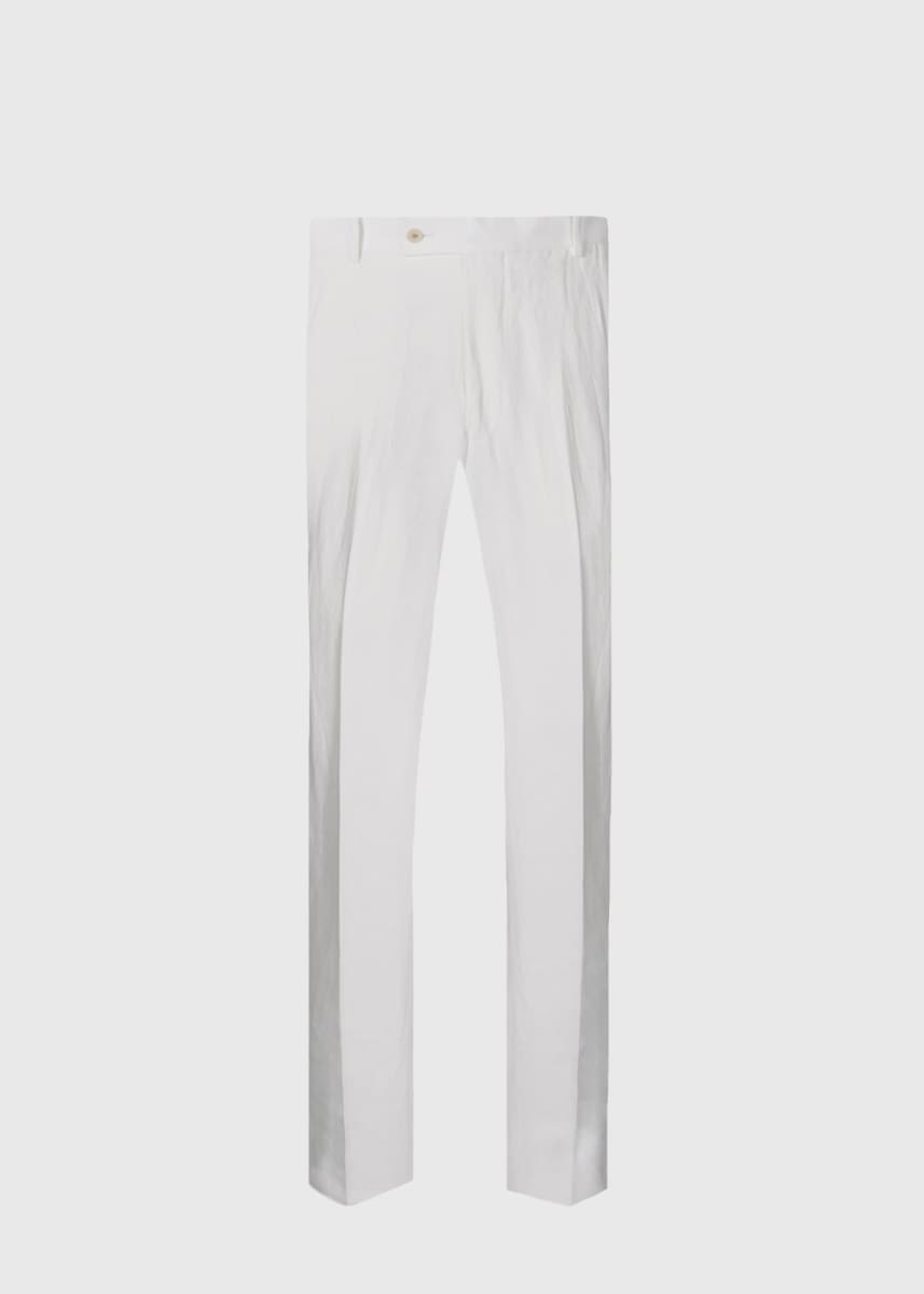 Soft Linen Canvas Dress Trouser - White
