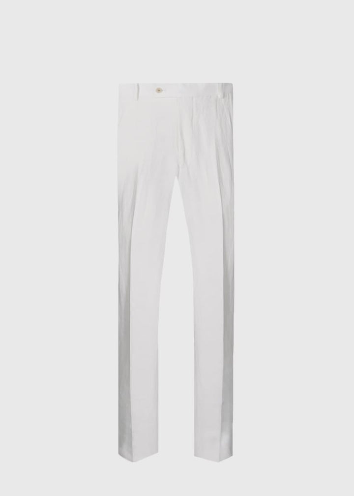 Soft Linen Canvas Dress Trouser - White