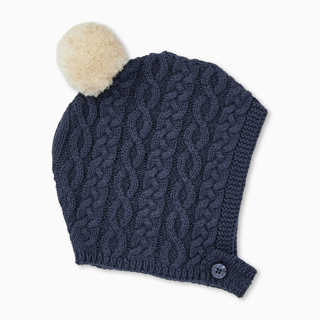 Chunky Knit Bonnet Hat - Navy