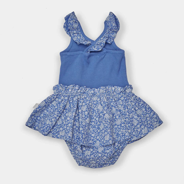 Organic Cotton Floral Romper - Royal Blue One Pieces My Little Cozmo 