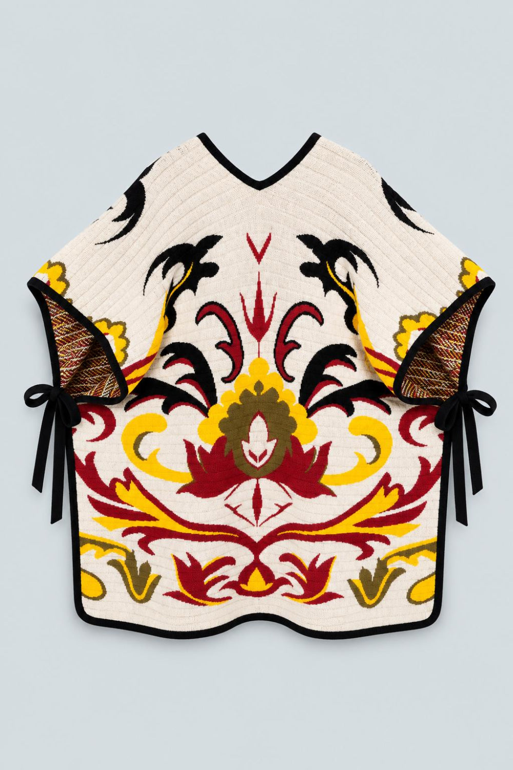 In My Power Knit Scarf Cape - Multicolor Ivory & Red - OS - Scarf