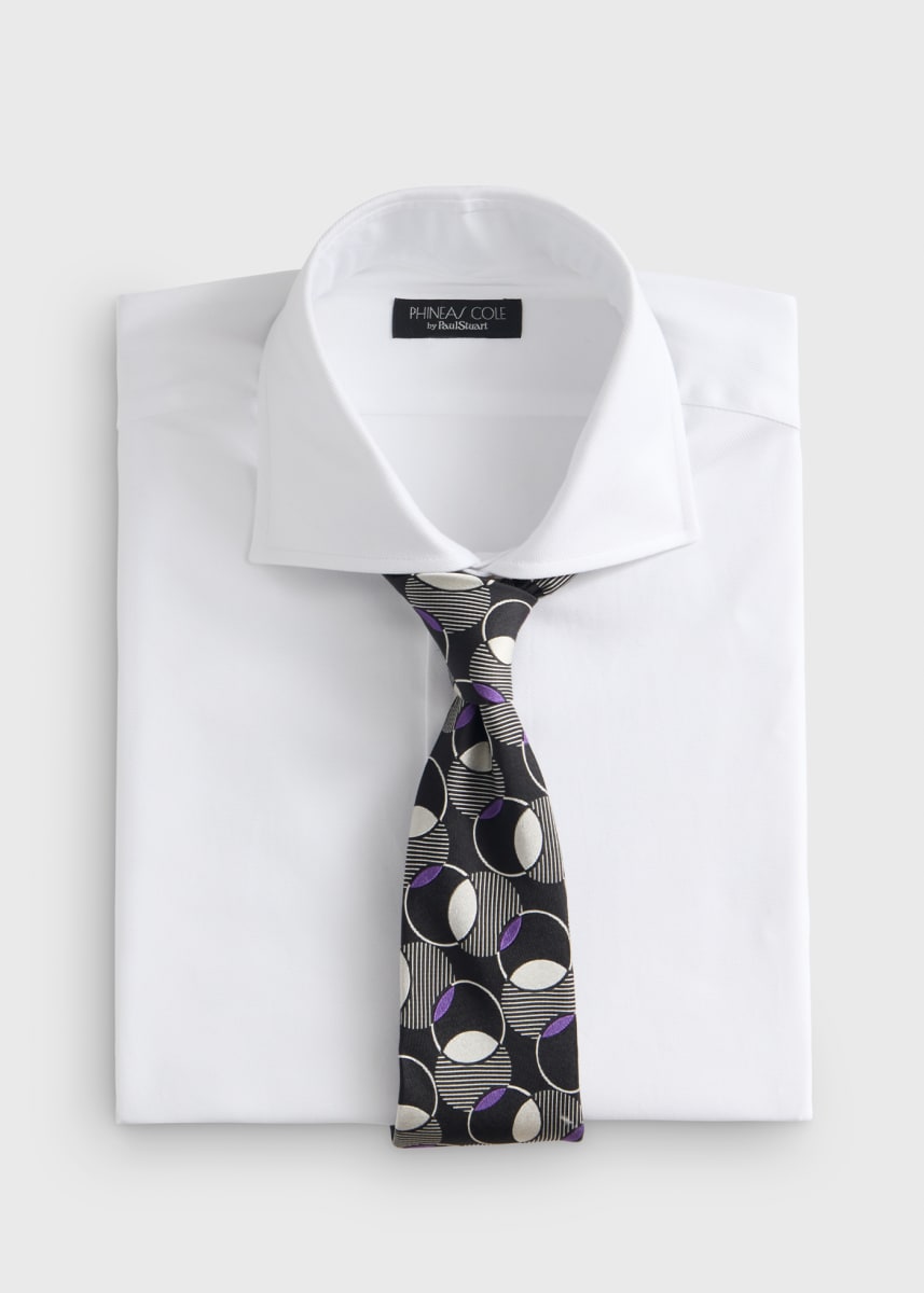 Circle Deco Woven Tie - Black/Grey/Purple