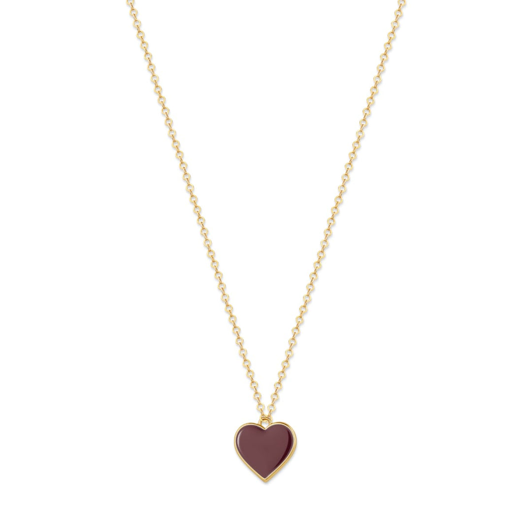 Single Hearted Girl Brown Heart Pendant Necklace Magnetic Clasp