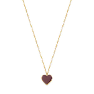 Single Hearted Girl Brown Heart Pendant Necklace Magnetic Clasp
