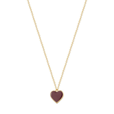 Single Hearted Girl Brown Heart Pendant Necklace Magnetic Clasp