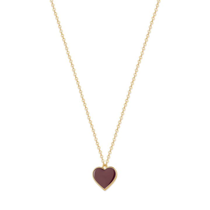 Single Hearted Girl Brown Heart Pendant Necklace Magnetic Clasp