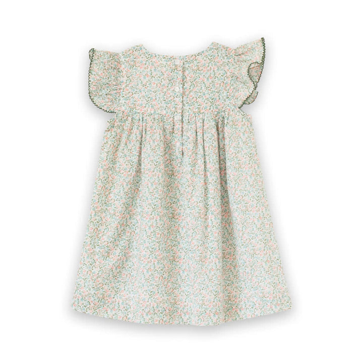 Girls Hannah Dress with Flutter Sleeves - Pastel Green and Peach