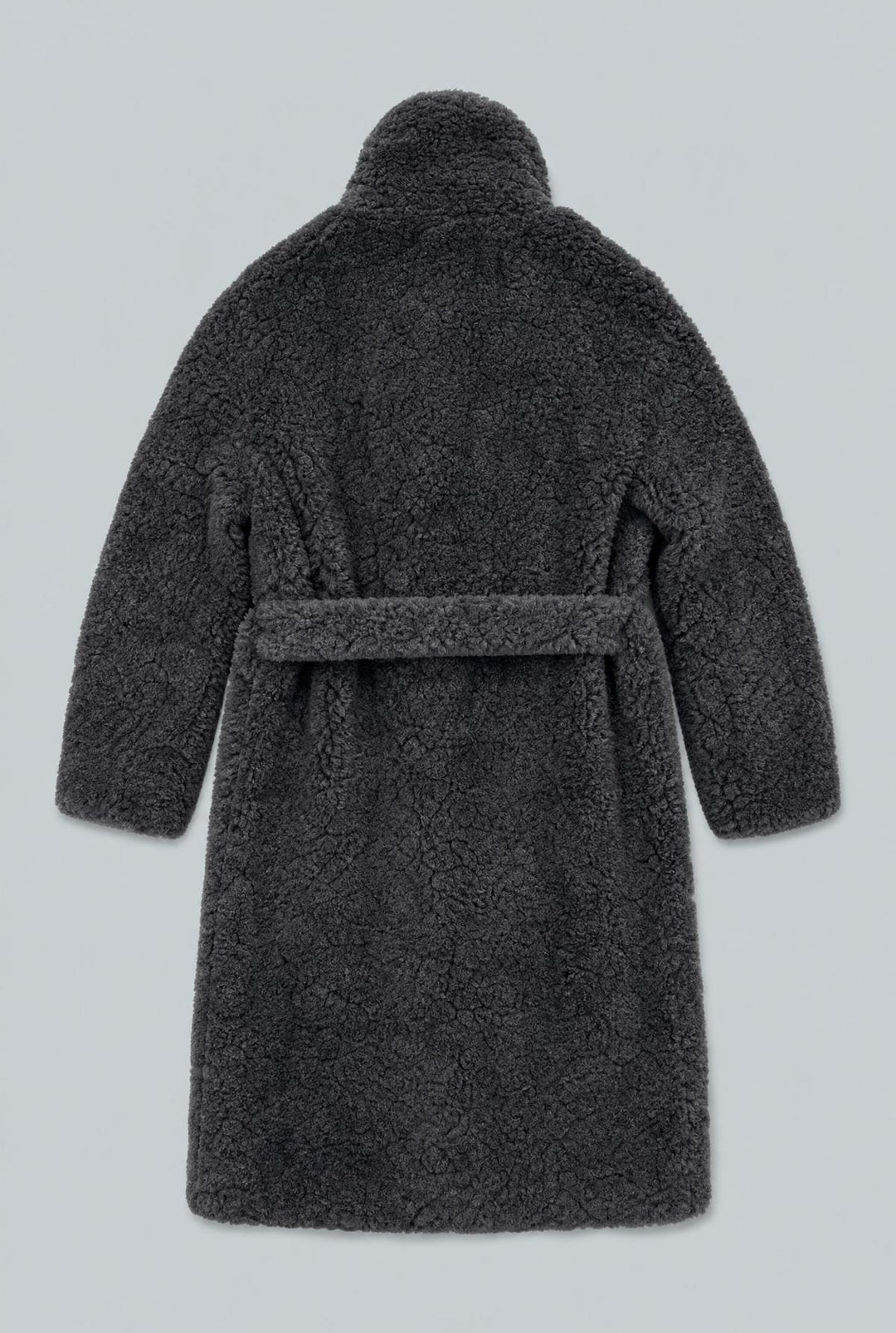 Faux Fur Belted Coat - Black