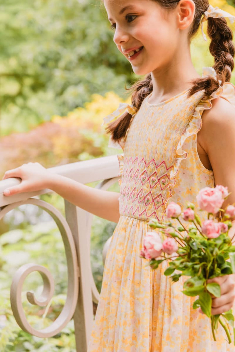 Iris Smocked Dress - Yellow Floral - 4T - Dresses