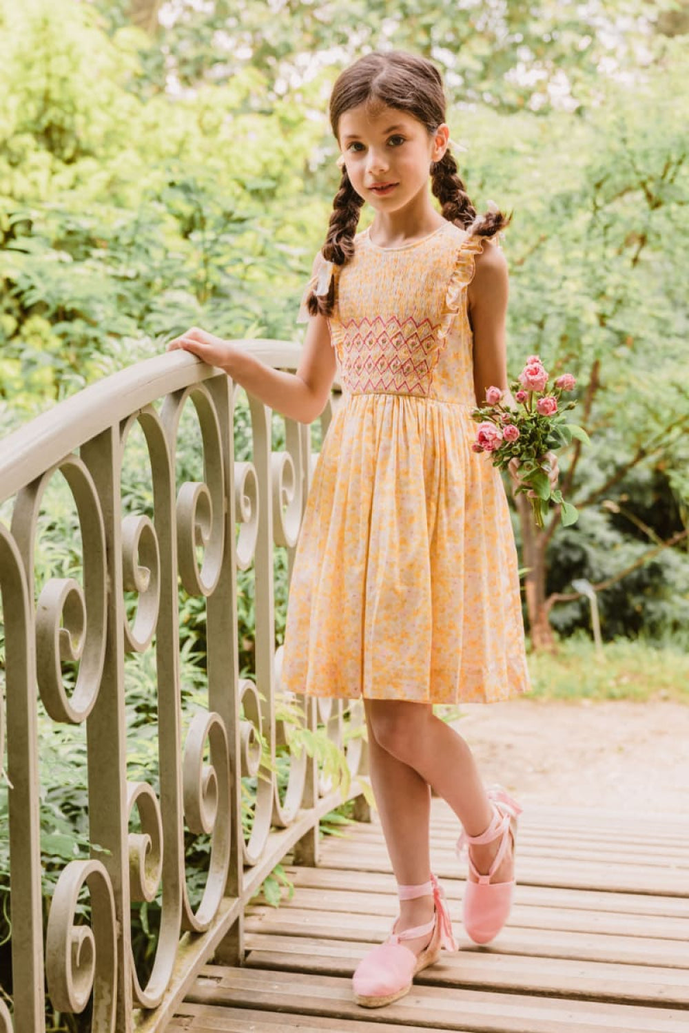 Iris Smocked Dress - Yellow Floral - 4T - Dresses