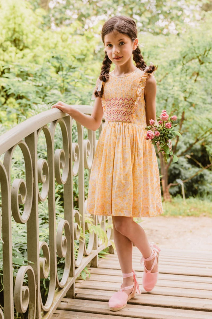 Iris Smocked Dress - Yellow Floral - 4T - Dresses