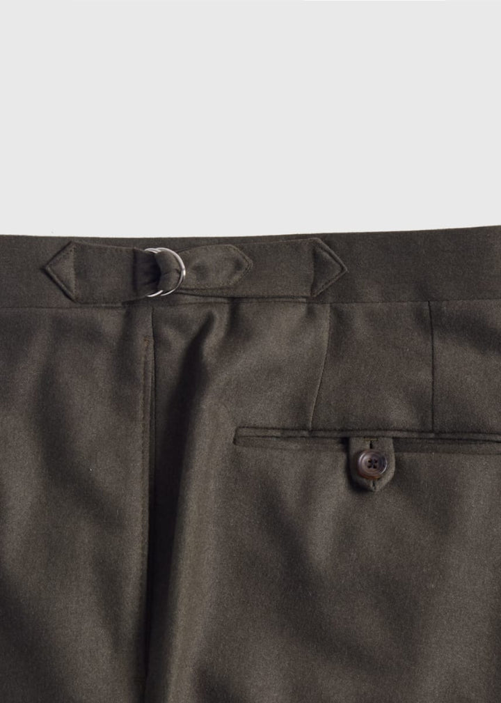 Irish Linen Harley Dress Trousers - Olive - Trouser