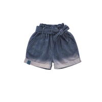 Girls Denim Shorts with Belt - Indigo