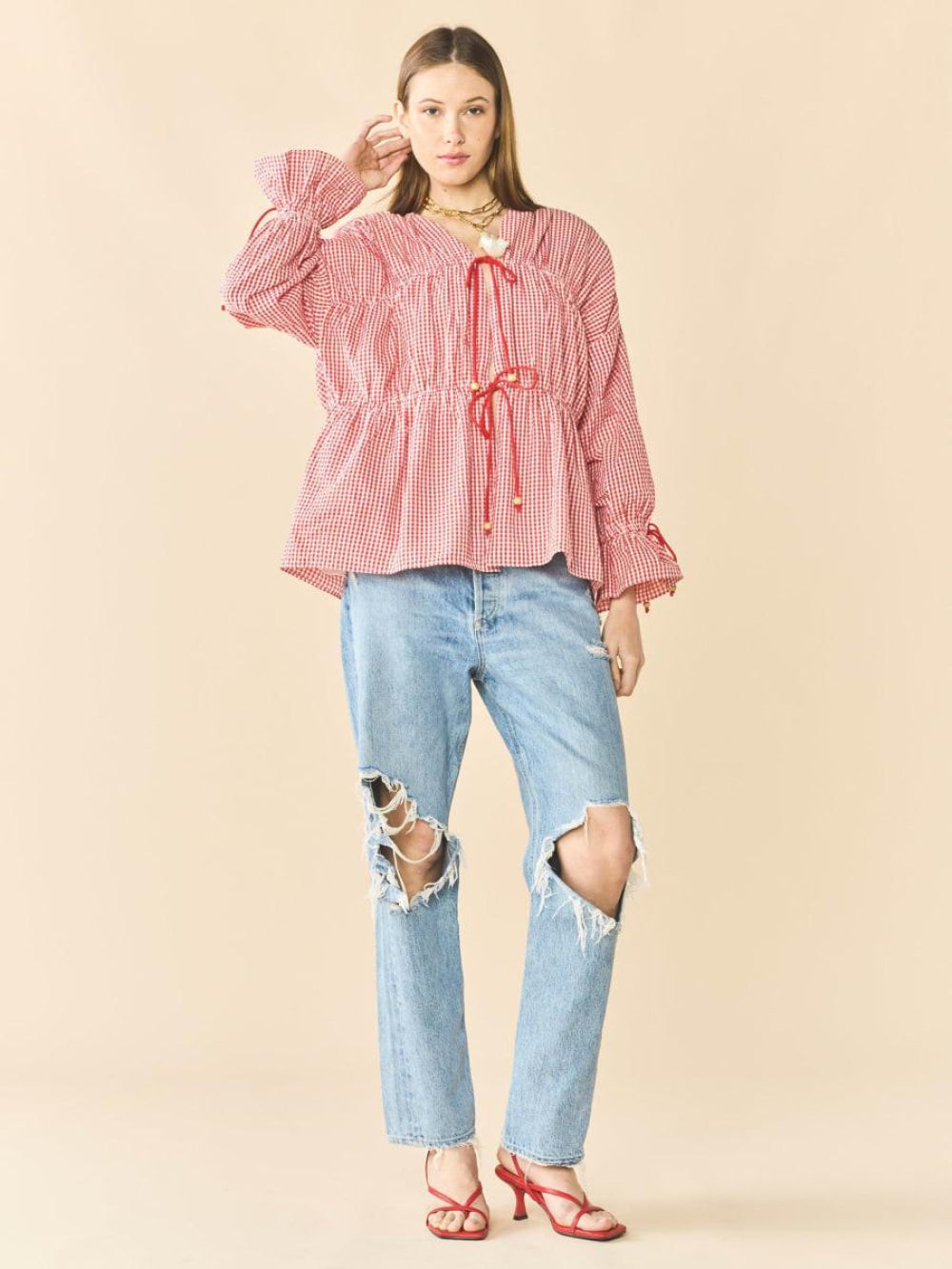 Isle Top x Rainey - Red Gingham - Blouse