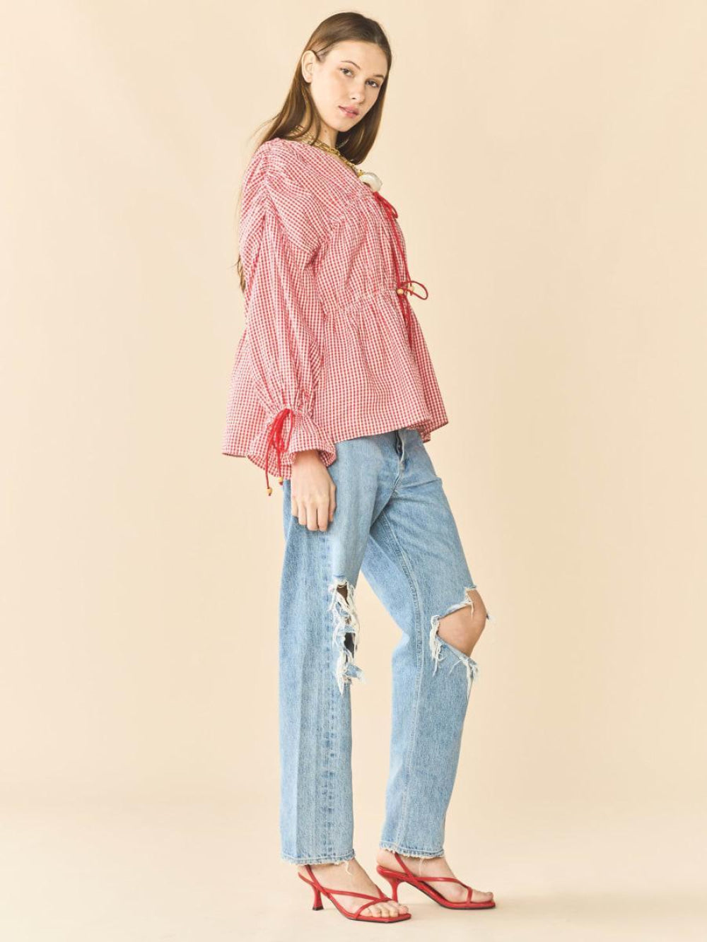 Isle Top x Rainey - Red Gingham - Blouse