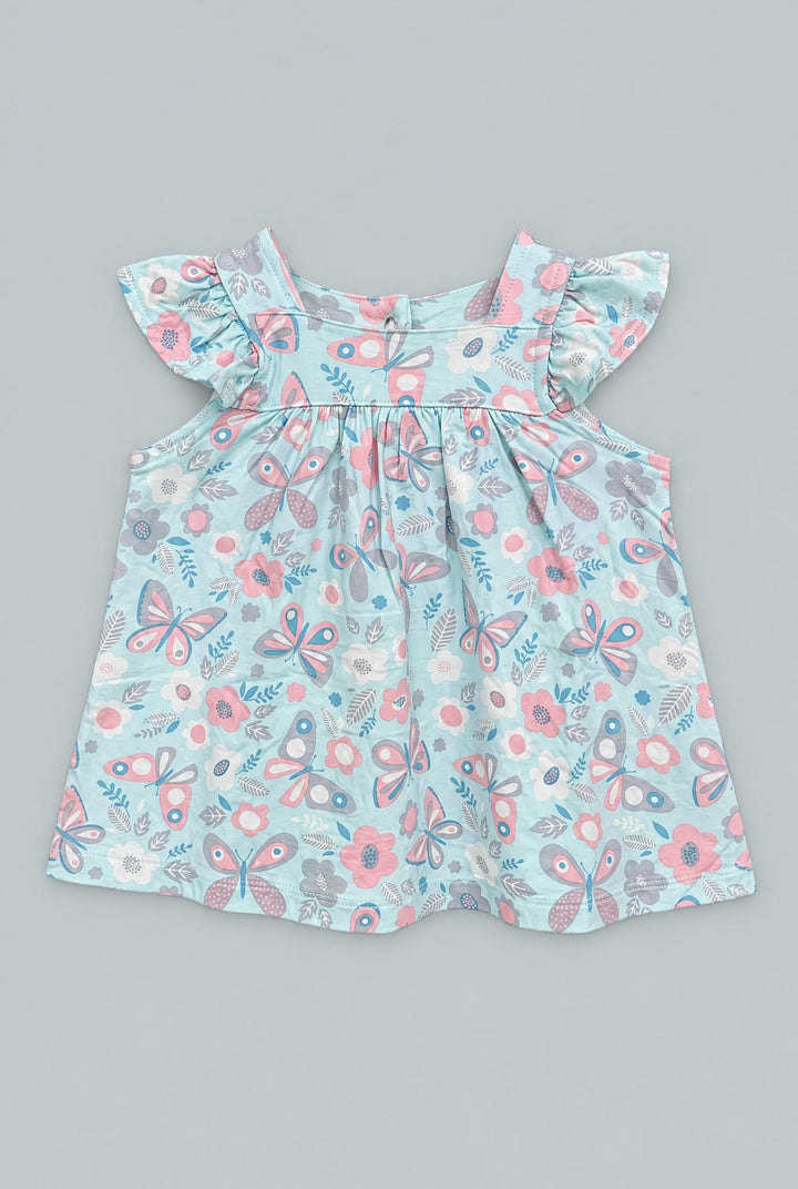 Ruffle Dress With Bloomer - Butterfly Aqua