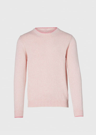 Cotton Mouliné Crewneck Sweater - Pink