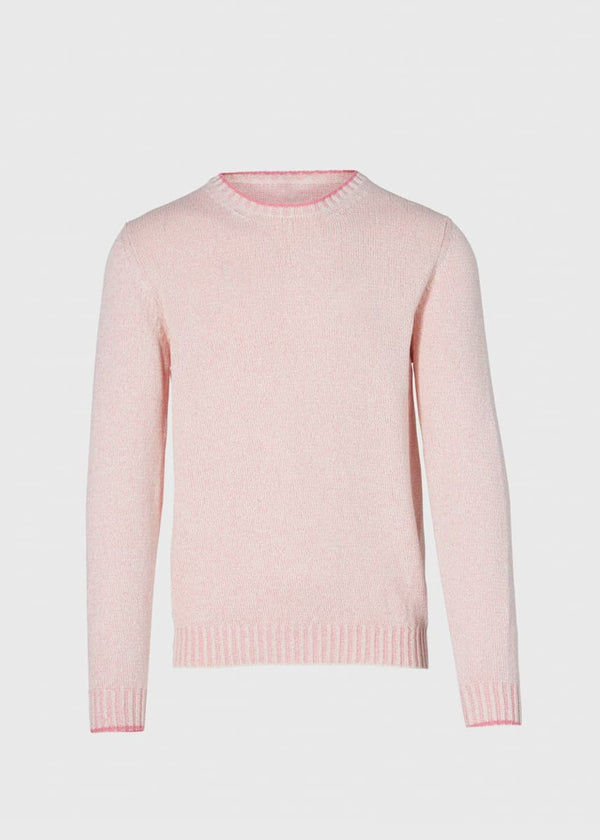 Cotton Mouliné Crewneck Sweater - Pink