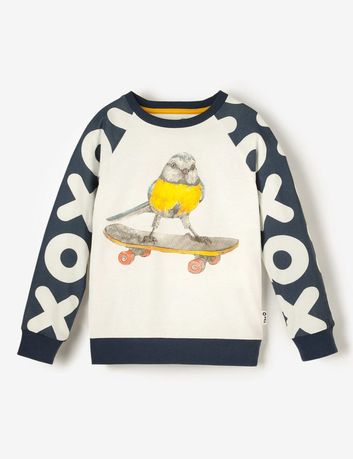 Organic Long Sleeve Raglan Tee - Skateboard Birdie