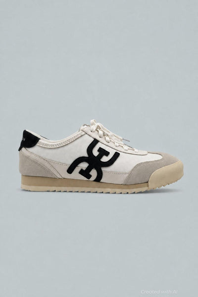 Ivey Lace-Up Sneakers - Greige/Bright White/Black - 8.5 - Sneaker