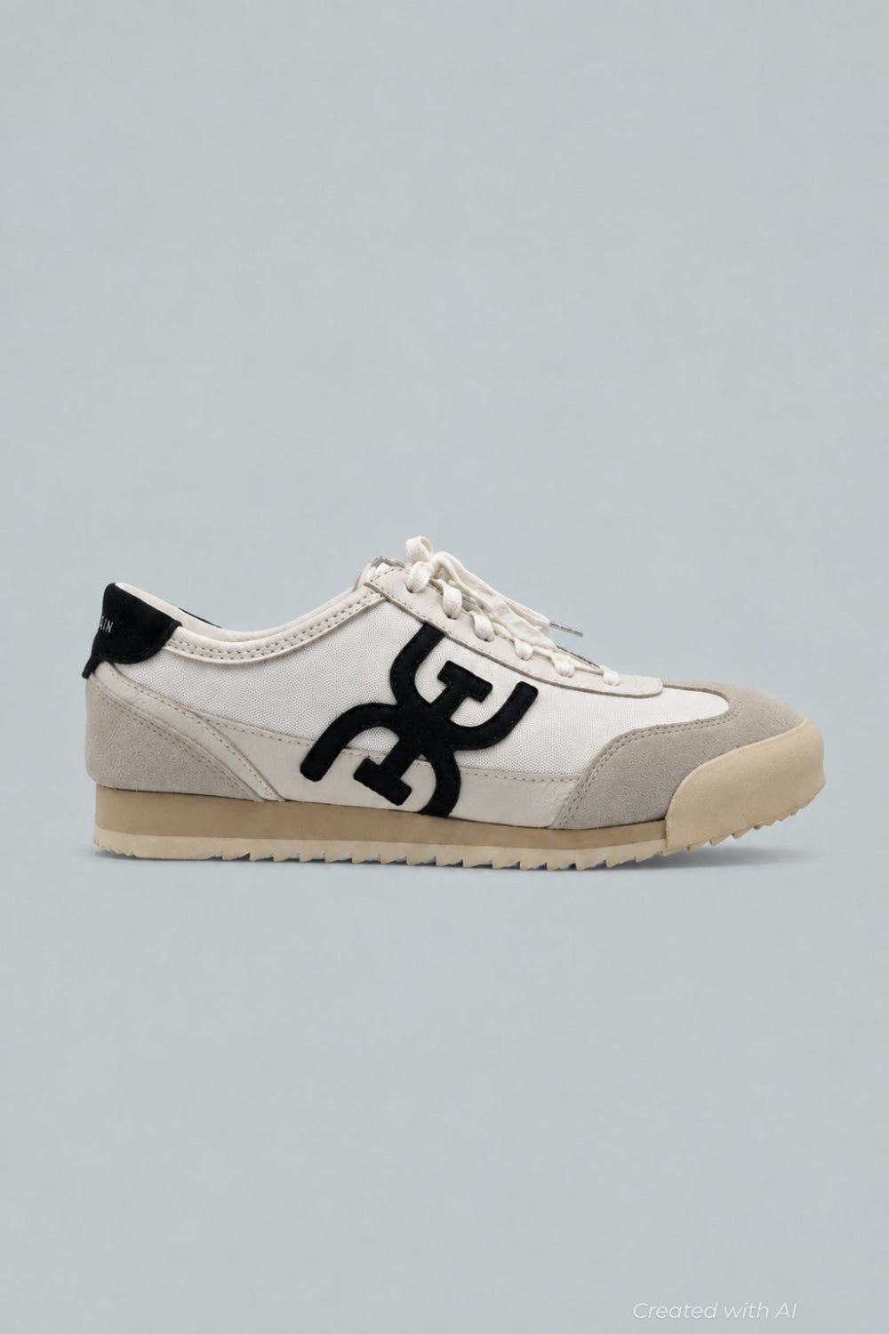Ivey Lace-Up Sneakers - Greige/Bright White/Black - 8.5 - Sneaker