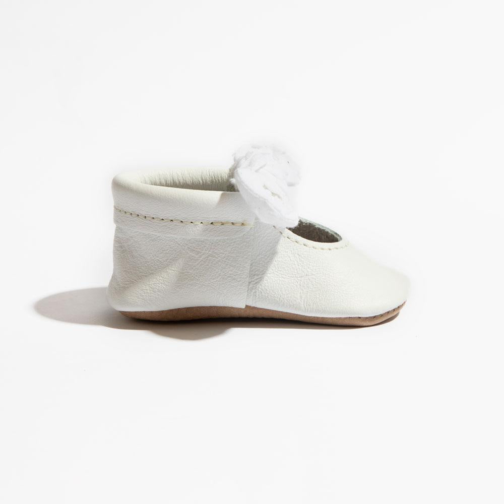 Ivory Swiss Dot Knotted Bow Baby Shoe - ’Flats - Baby Kids Adult All’