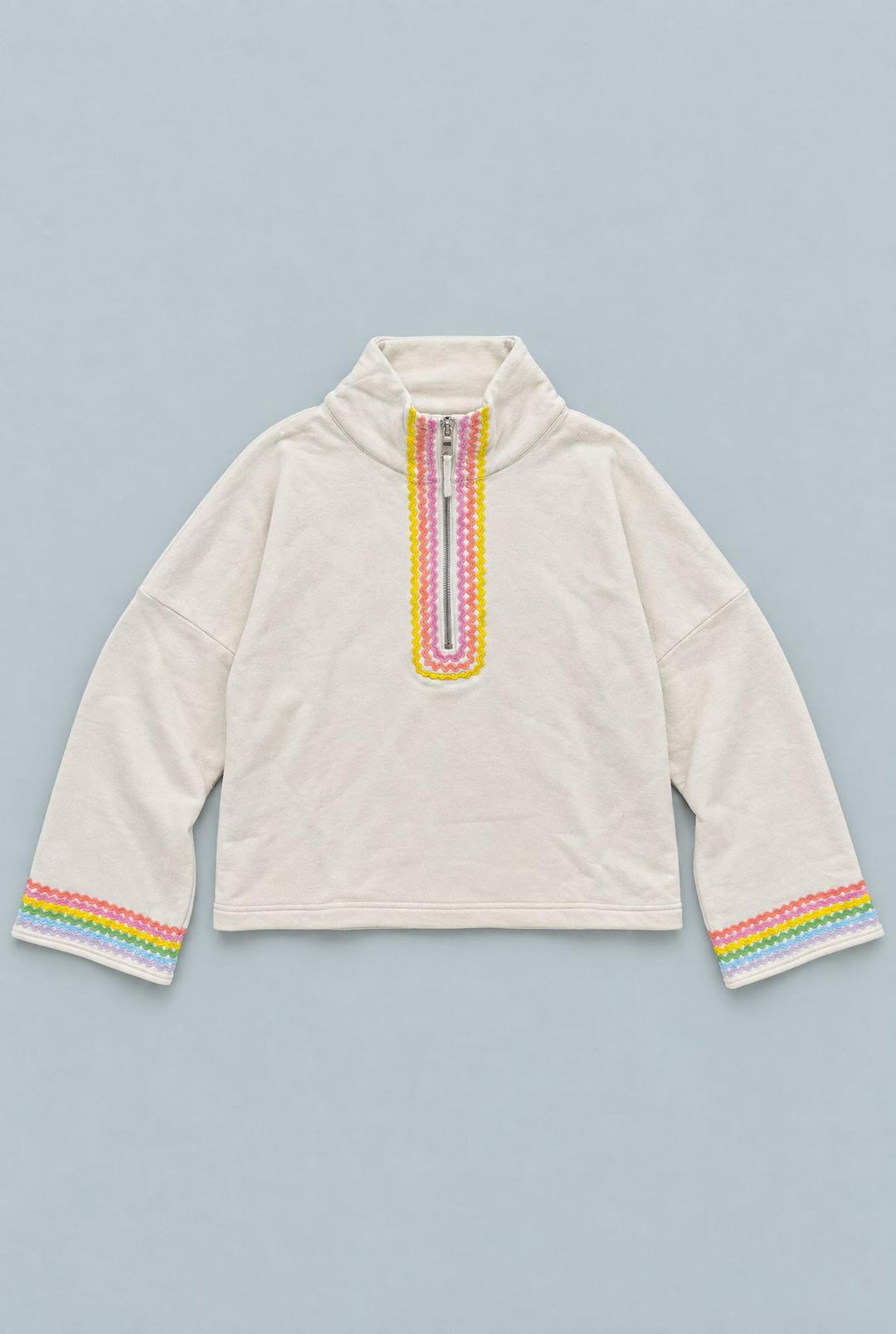 Rainbow Applique Quarter Zip Sweatshirt - Rainbow/Multi