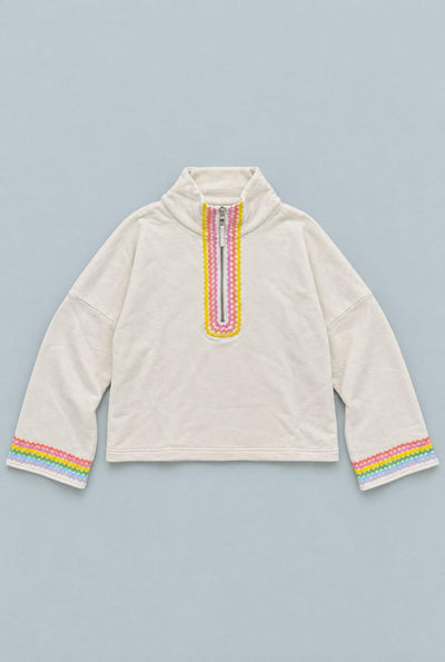 Rainbow Applique Quarter Zip Sweatshirt - Rainbow/Multi