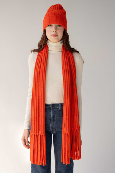 Ribbed Baby Alpaca Fringe Scarf - Scarlett