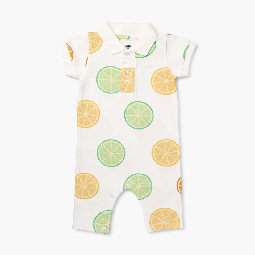 Organic Polo Romper - Citrus Crush