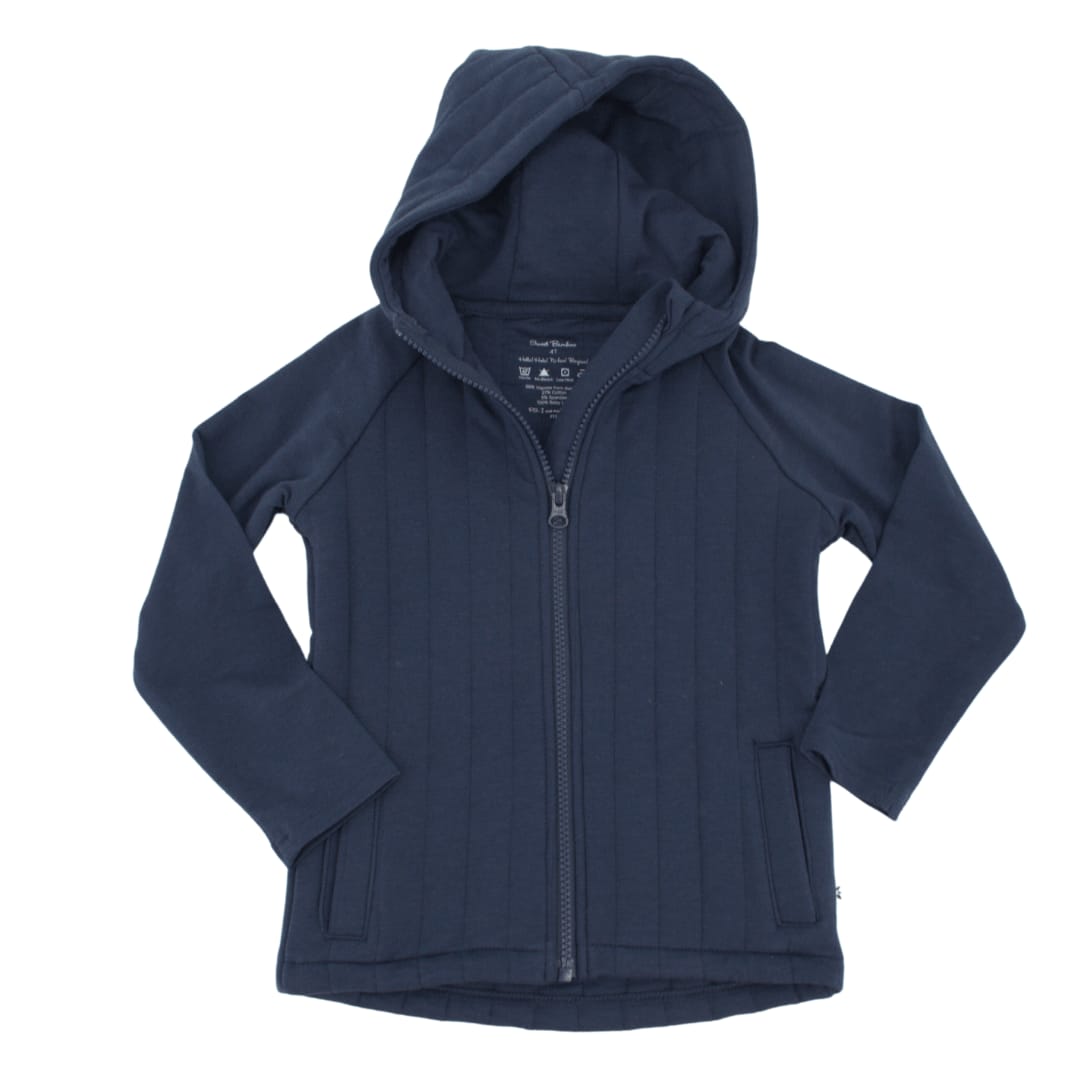 French Terry Hooded Jacket - Peacoat Blue