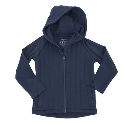 French Terry Hooded Jacket - Peacoat Blue