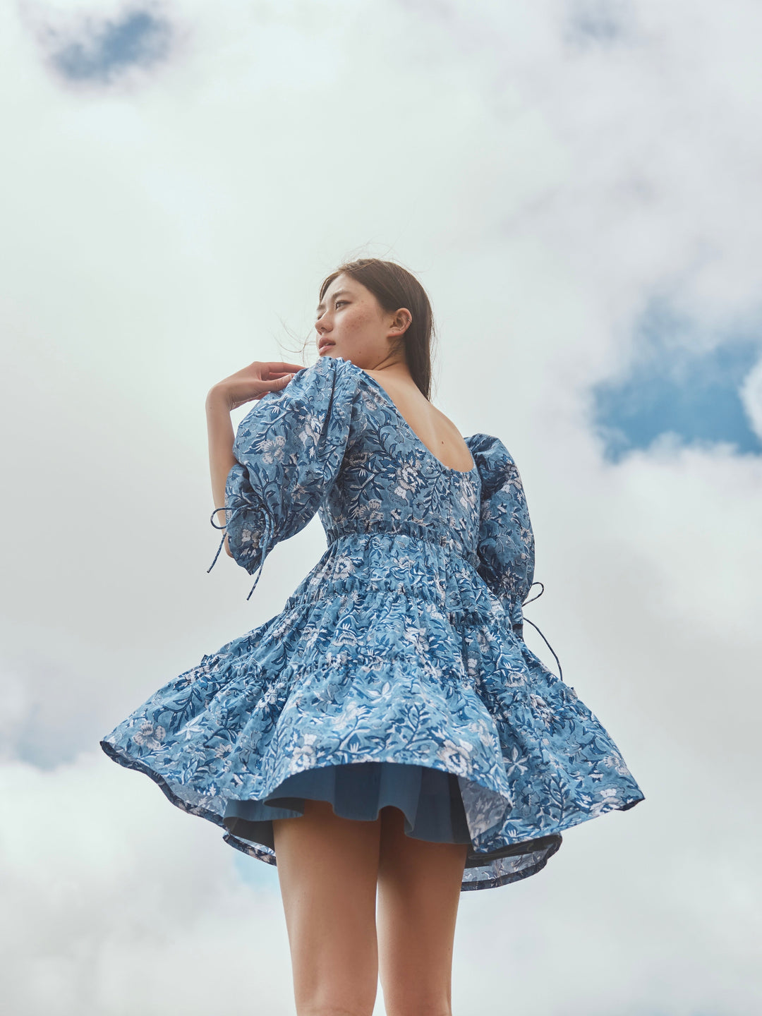 Julia Puff Sleeve Mini Dress - Ultramarine Floral