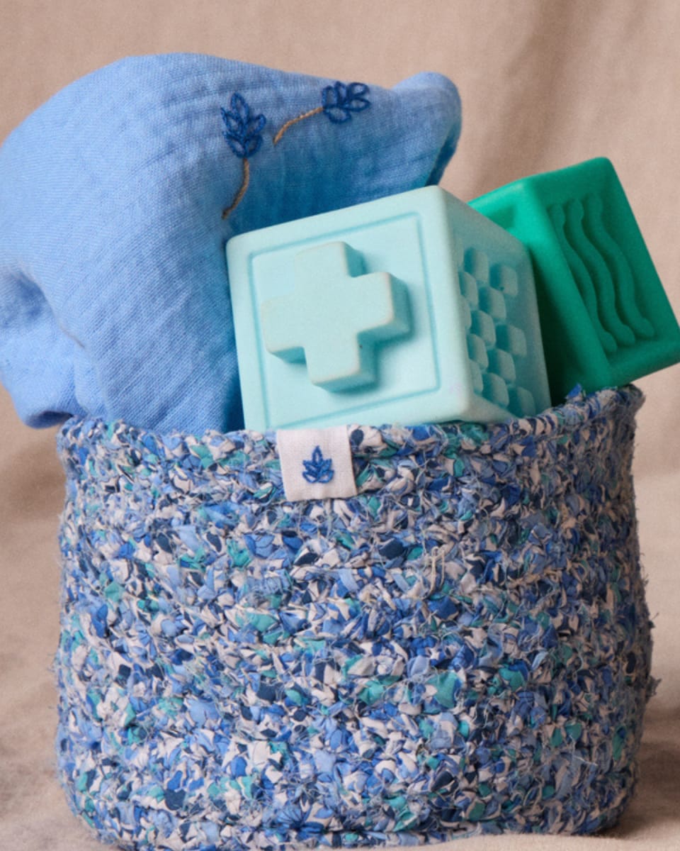Esma Scrap-Crochet Basket - Azure Blue