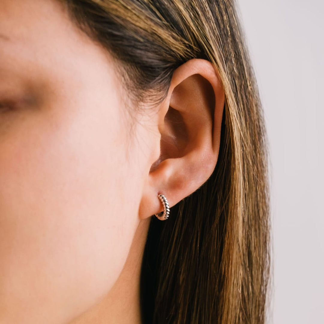 Twist Huggie Hoops - Silver