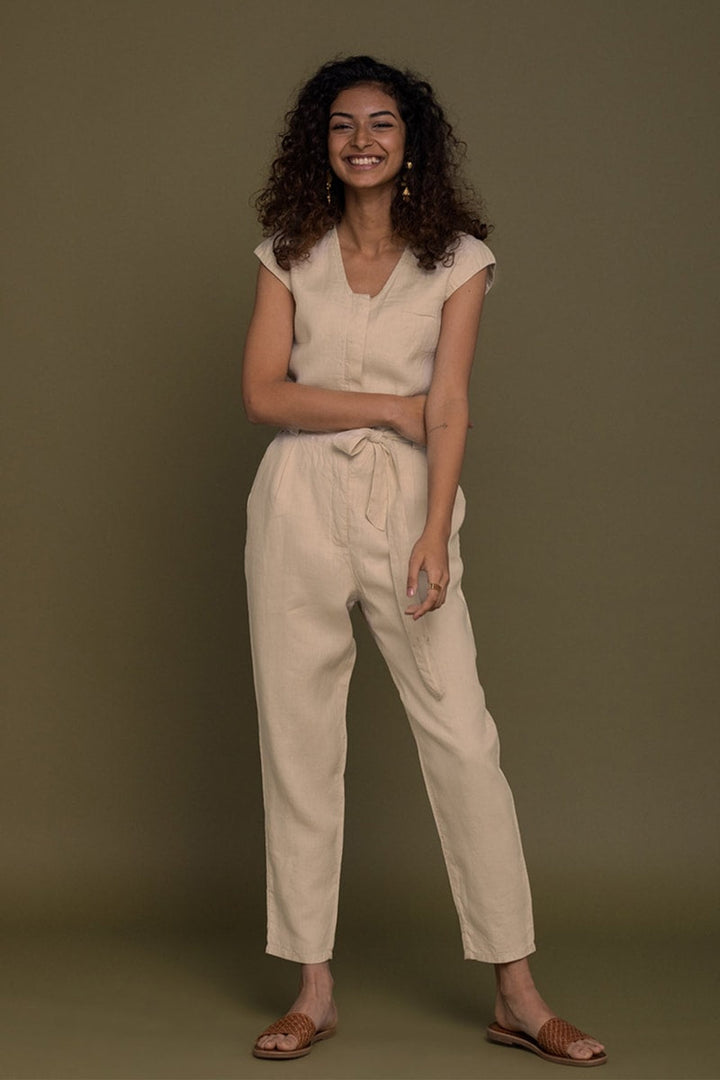 Evening Chai Jumpsuit - Neutral Beige