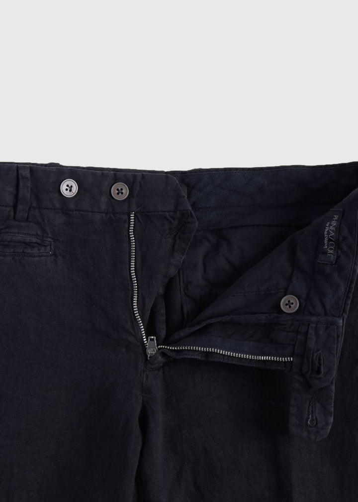 Garment-Dyed Linen Dress Trouser - Black
